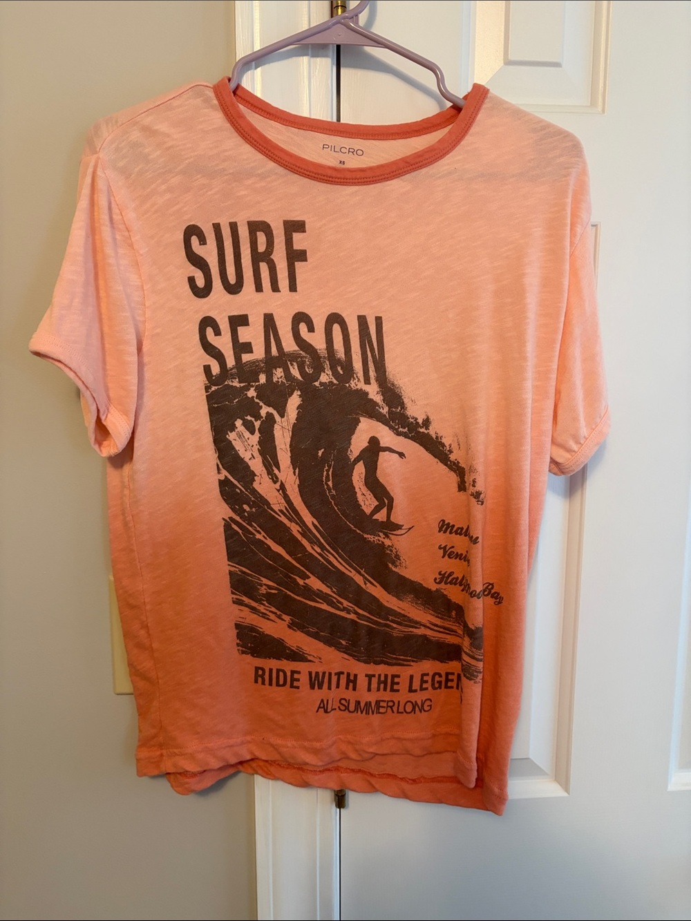Pilcro Coral Short-Sleeve "Surf Season" Graphic Tee